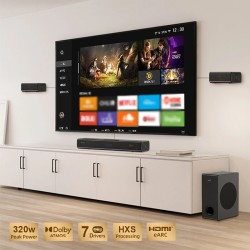 Hiwill A41 Pro 320W 4.1-kanavainen äänipalkki Dolby Atmos 3D-tilaääni langallinen subwoofer