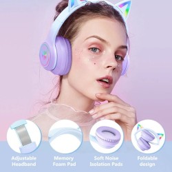 ONIKUMA B90 langattomat RGB-kissankorvakuulokkeet Bluetooth 40mm HiFi-bassolla 55h toisto