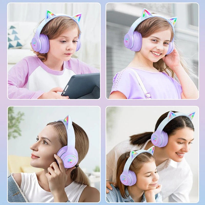 ONIKUMA B90 langattomat RGB-kissankorvakuulokkeet Bluetooth 40mm HiFi-bassolla 55h toisto