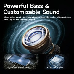 PICUN NC60 langattomat kuulokkeet ANC Bluetooth 5.4 40mm HiFi-basso 4 mikrofonia 130h akunkesto