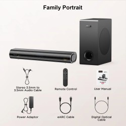 Hiwill A21 Dolby Atmos 200 watin 2.1-kanavainen äänipalkki ulkoisella subwooferilla