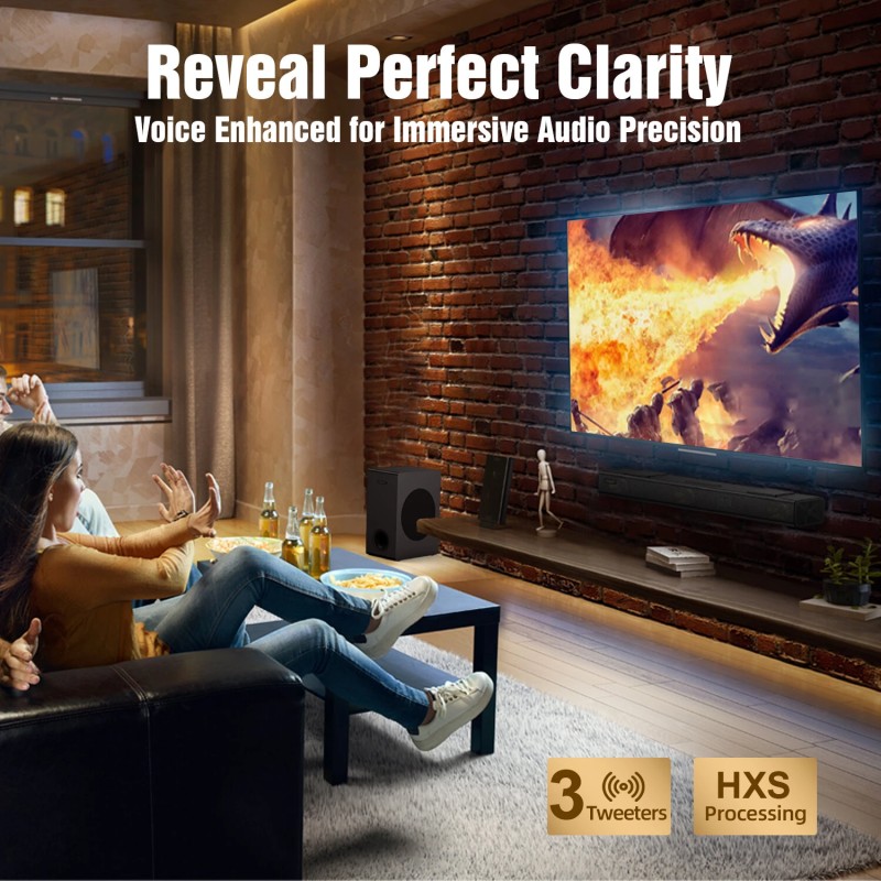 Hiwill A312 Dolby Atmos 3.1.2-kanavainen 400W äänipalkki subwooferilla Bluetoothilla