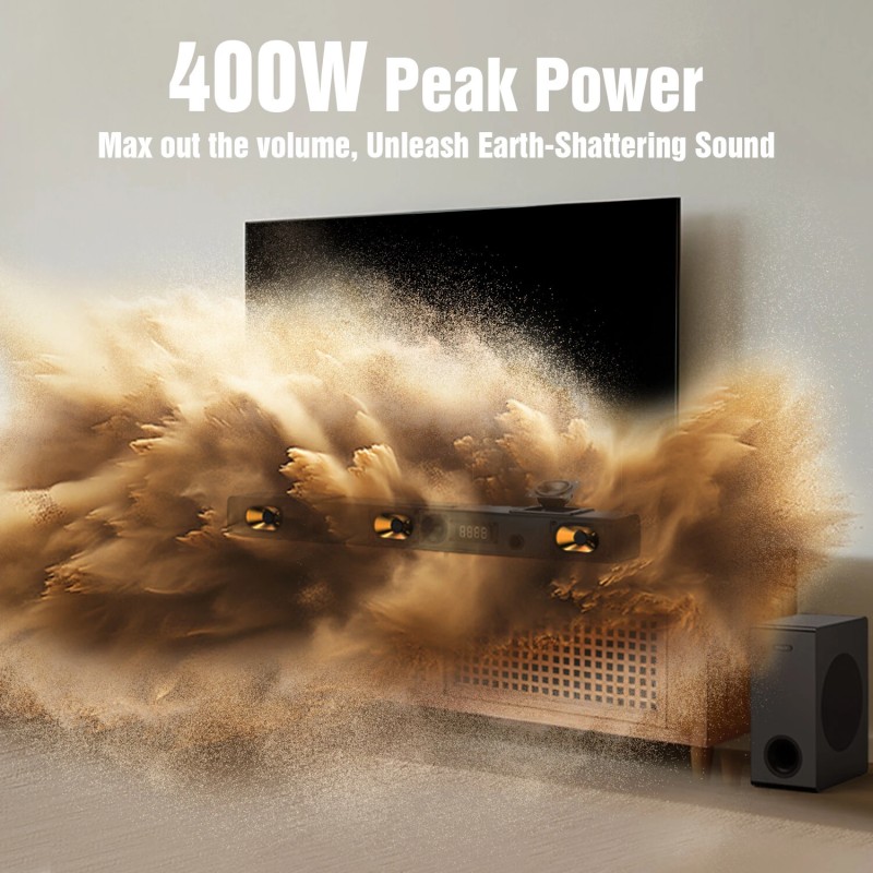 Hiwill A312 Dolby Atmos 3.1.2-kanavainen 400W äänipalkki subwooferilla Bluetoothilla