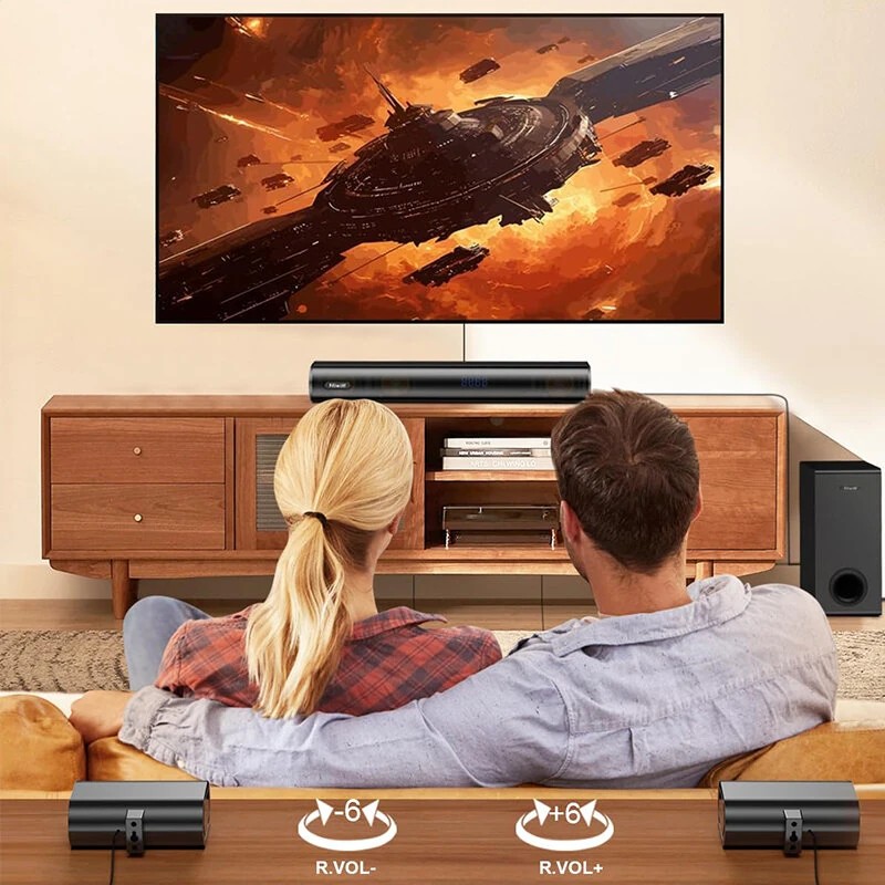 Hiwill A51 Dolby Atmos 5.1-kanavainen 380W äänipalkki bassokaiutin ja takakaiuttimet eARC Bluetooth