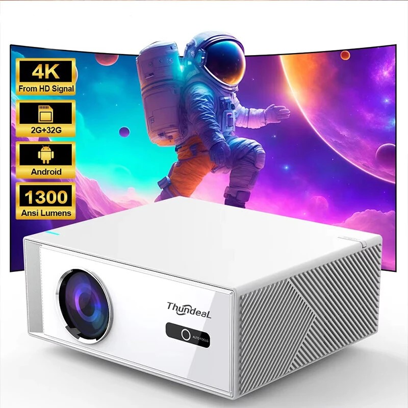 ThundeaL TD95W kannettava 1080p projektori 16000 lumenia automaattitarkennus trapetsikorjaus WiFi6 Bluetooth 5 0