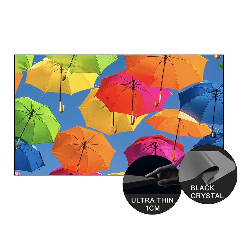 Wupro Cinema kiinteäkehysinen musta kristallivalkokangas 4K 160 10 mm ohut kehys 92 130 tuumaa