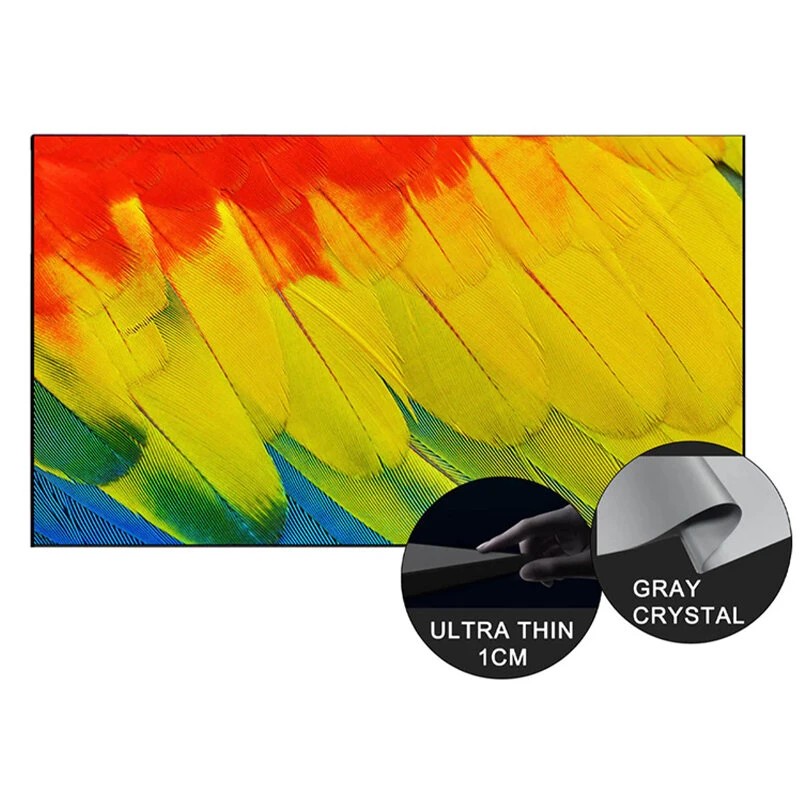 Wupro Cinema kiinteäkehyksinen harmaa kristallinäyttö kotiteatteri 16 9 4K 3D 92 130 tuumaa