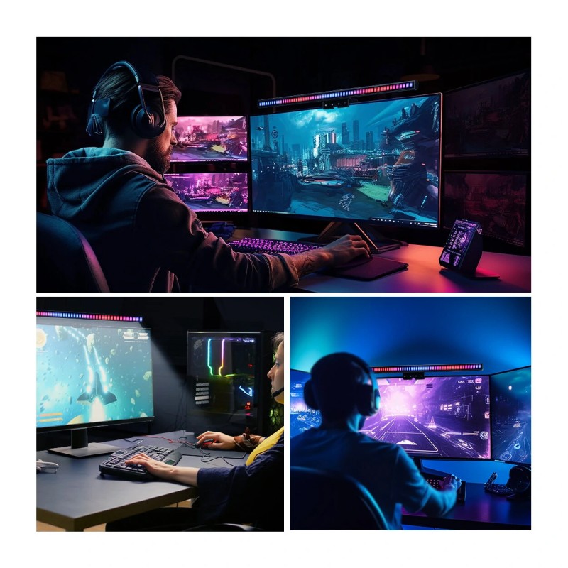 BlitzWolf BW-NEW CML4 RGB pelimonitorivalo sovellusohjaus säädettävä värilämpötila silmiensuoja häikäisysuoja USB kosketusohjaus