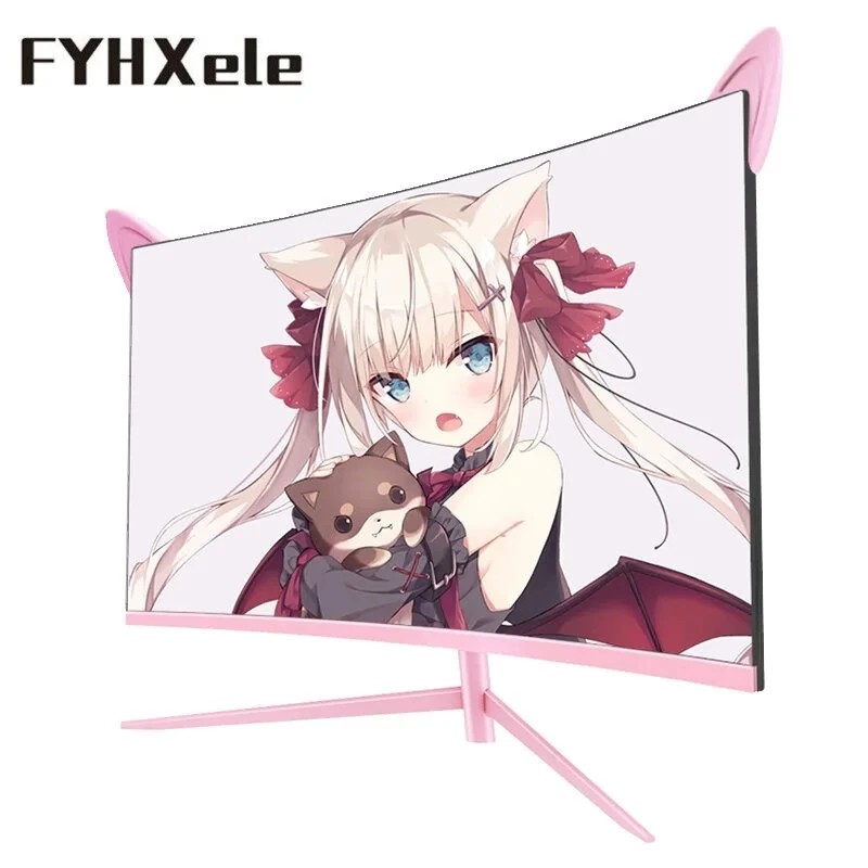 For Black Myth WuKong FYHXele 27 tuumainen vaaleanpunainen kaareva QHD 165Hz pelinäyttö HDR10 Free Sync kaiuttimilla säädettävä