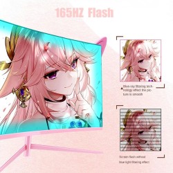 For Black Myth:WuKong FYHXele 27-tuumainen vaaleanpunainen kaareva QHD 165Hz pelinäyttö HDR10 Free-Sync kaiuttimilla säädettävä