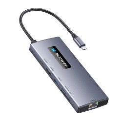 BlitzWolf BW-NEW TH8 10-toimintoinen USB-C-keskitin 100W PD-lataus 4K60 SD/TF RJ45