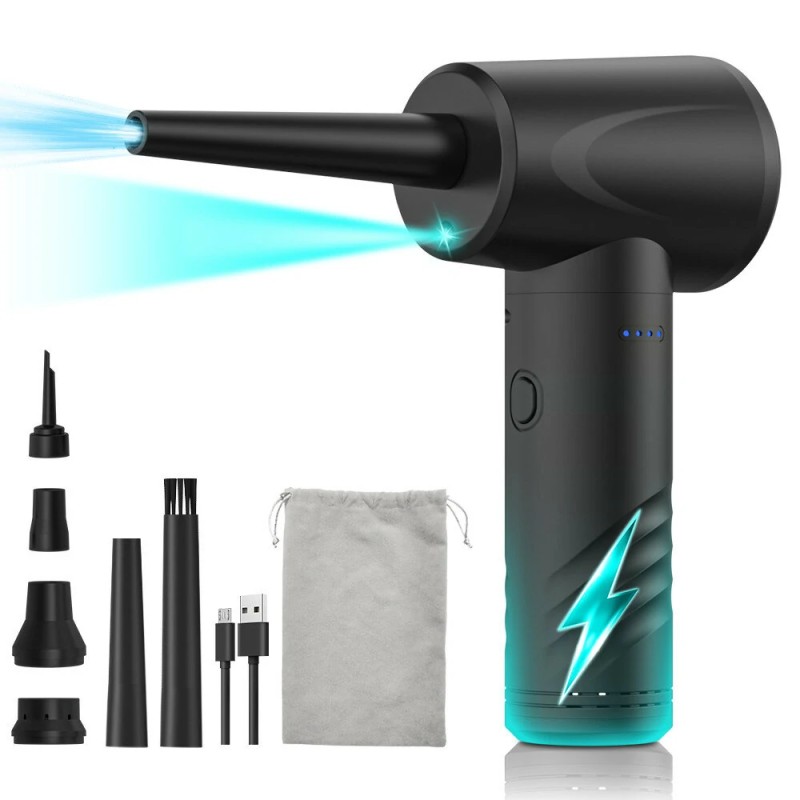 MECO ELEVERDE sähköinen ilmapuhallin langaton uudelleenkäytettävä kolmivaihteinen LED-valolla