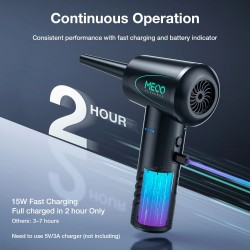 MECO ELEVERDE sähköinen ilmapuhallin langaton uudelleenkäytettävä kolmivaihteinen LED-valolla