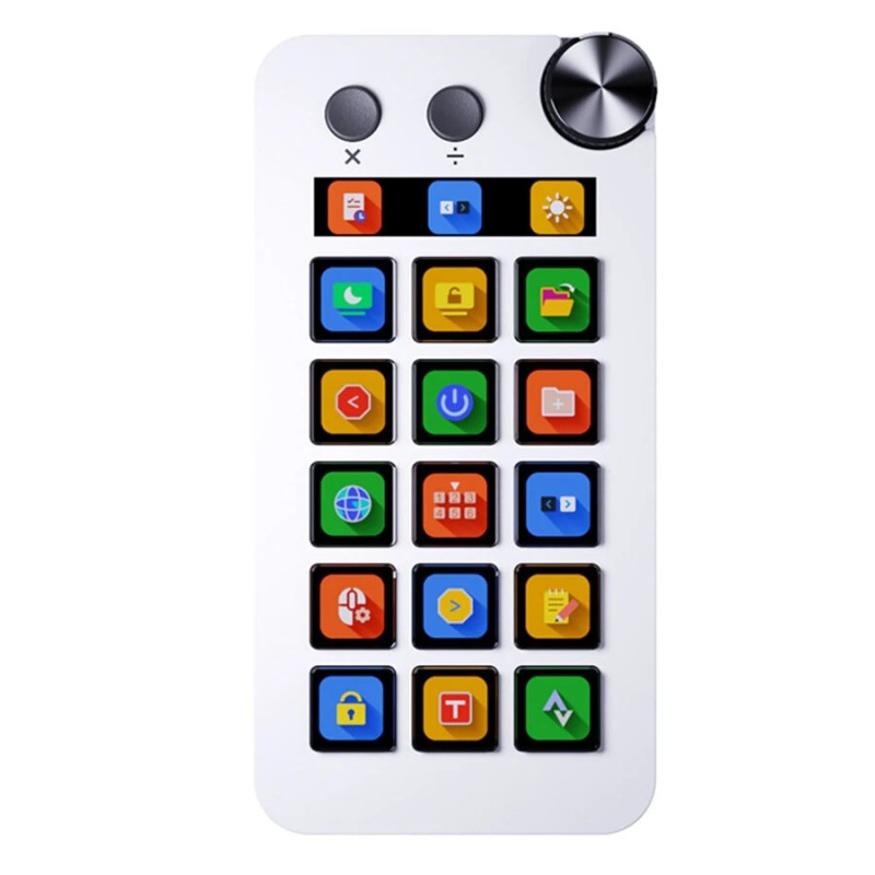 MiraBox N1 monipuolinen 15 painikkeen LCD näytöllä varustettu nupilla striimausohjain