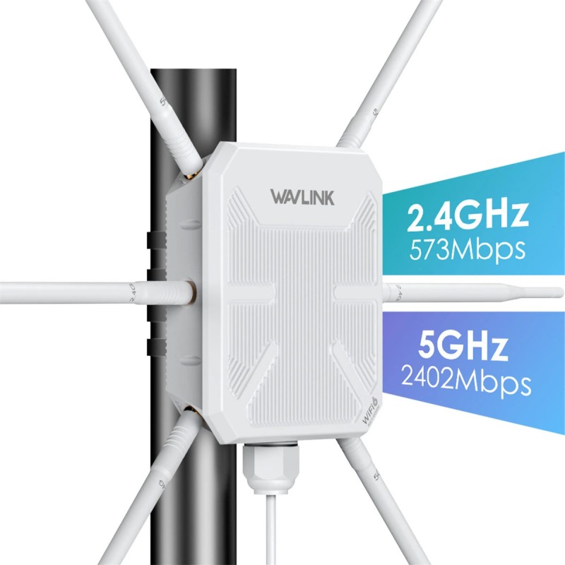 WAVLINK AX3000 WiFi6 ulkoreititin pitkän kantaman PoE IP67 6 antennia mesh-laajennin