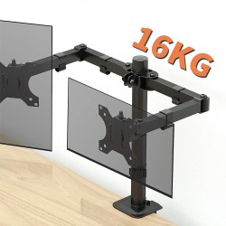MS02N kaksinäyttöteline 14–28 tuuman ergonominen korkeussäädettävä pöytäkiinnike