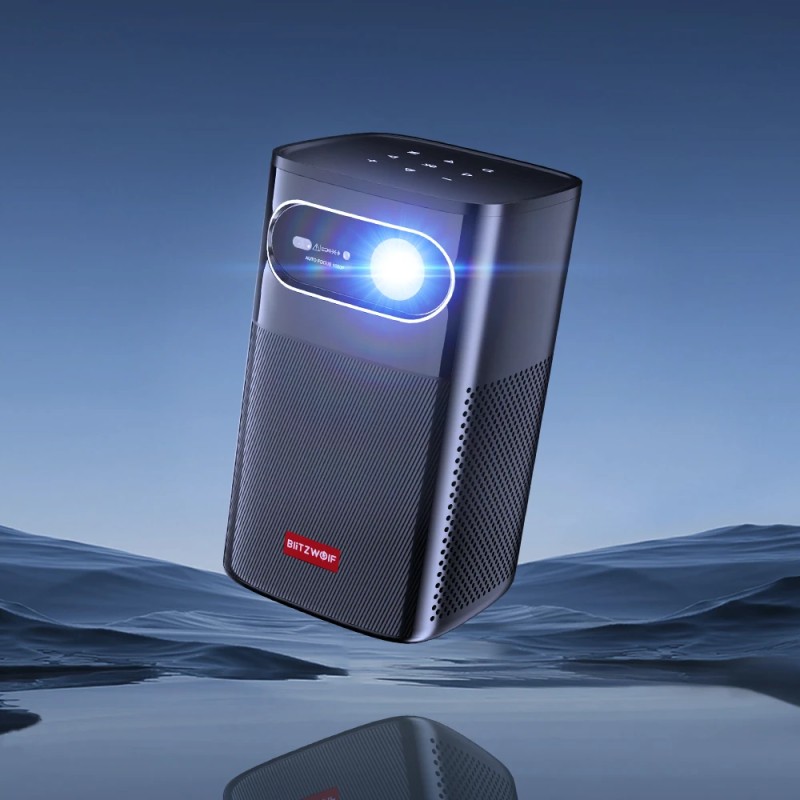 BlitzWolfBW-VT3 pieni kannettava projektori 1080P sisäinen akku 250 ANSI lumenia 4K tuki Android TV