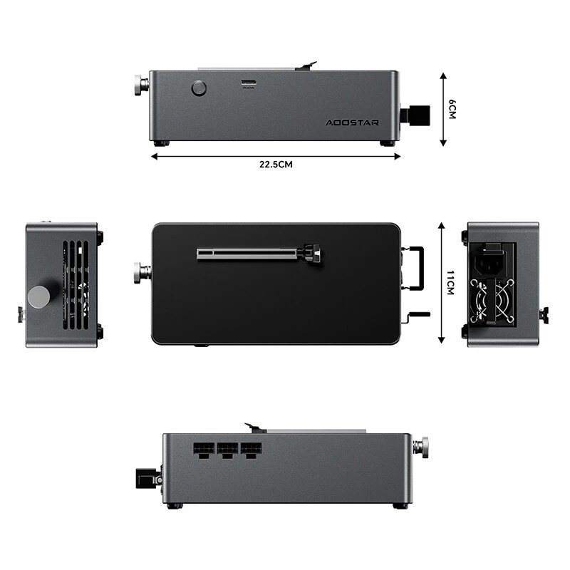 AOOSTAR AG01 eGPU-telakka OCulink-portti PCIe 4.0 ×4 800W sisäinen virtalähde