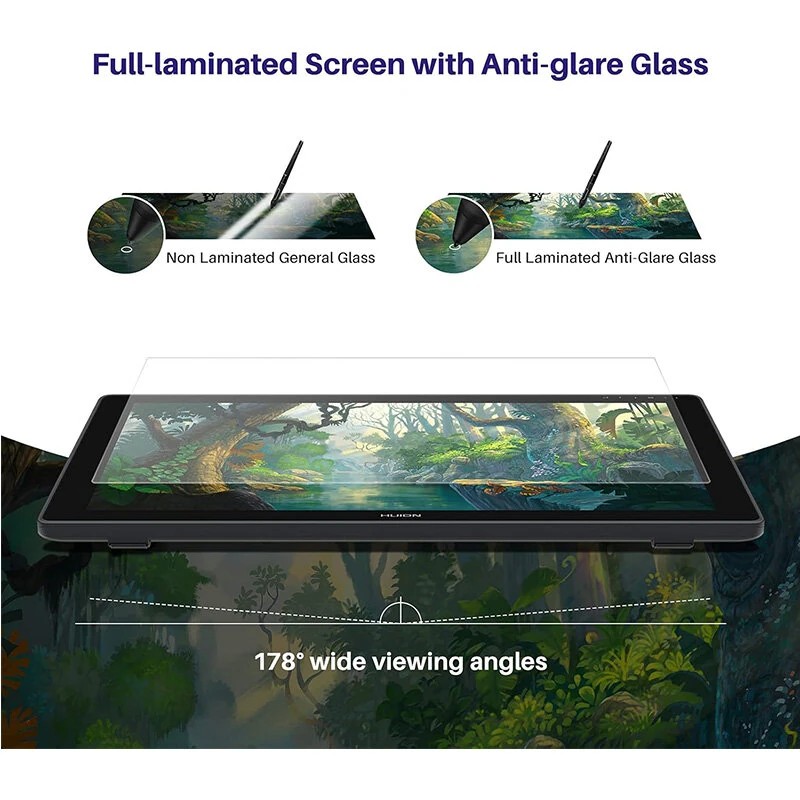 HUION Kamvas 24 Plus 23,8-tuuman kynänäyttö 2,5K-resoluutio täyslaminoitu 140% sRGB-väritila