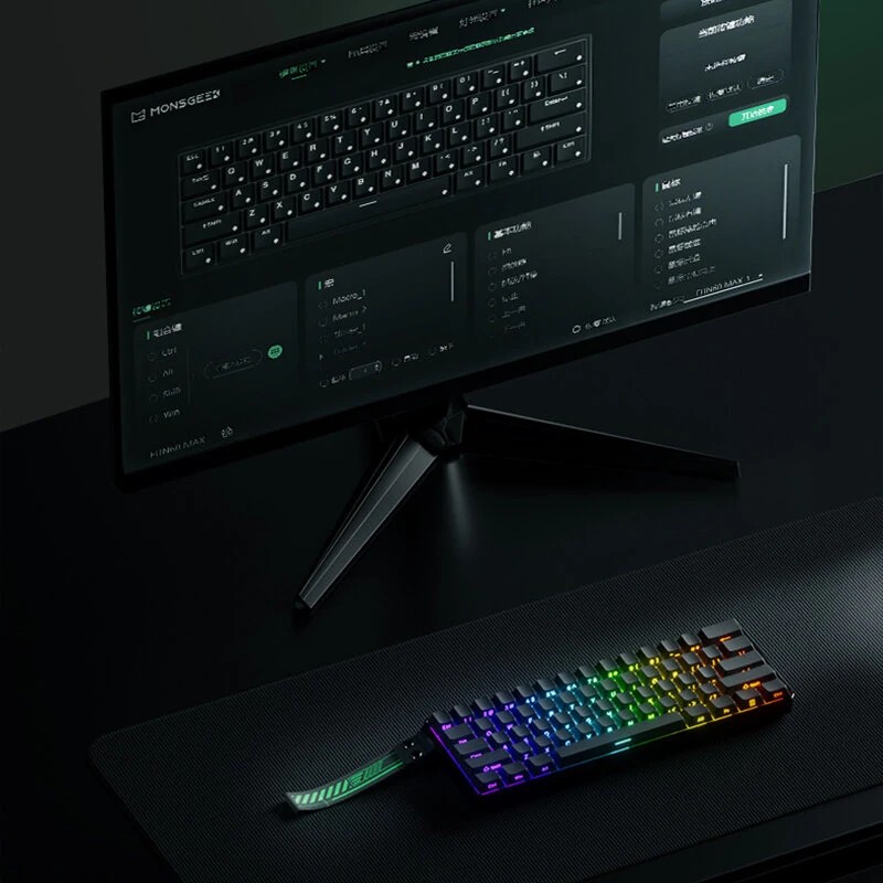 MONSGEEK FUN60 Ultra mekaaninen tri-tilainen 61-näppäininen pelinäppäimistö magneettikytkimet ARGB