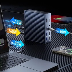 Acasis 21-porttinen Thunderbolt4-telakointiasema 90 W 8K/60Hz 40 Gbps USB-C-keskitin