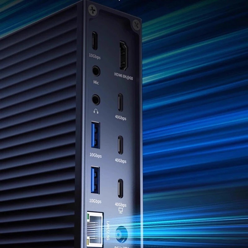 Acasis 21-porttinen Thunderbolt4-telakointiasema 90 W 8K/60Hz 40 Gbps USB-C-keskitin