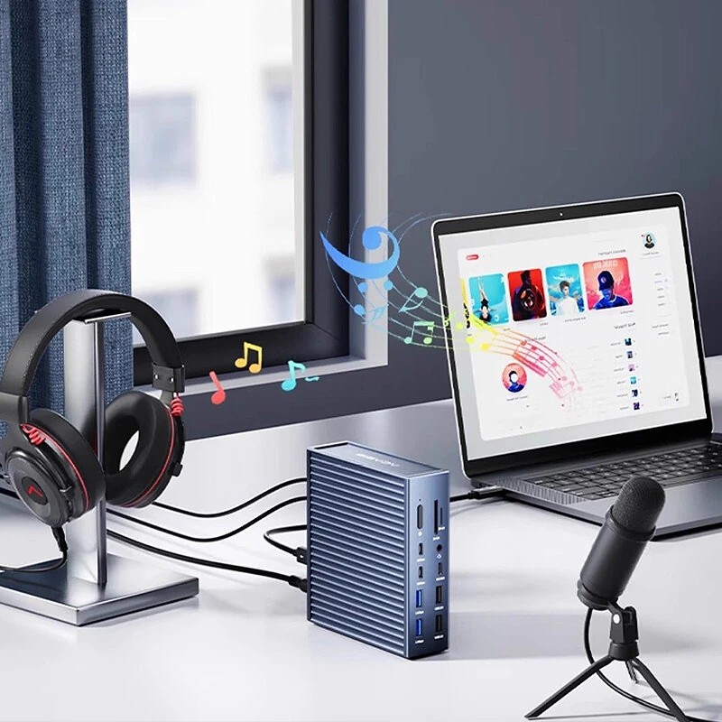 Acasis 21-porttinen Thunderbolt4-telakointiasema 90 W 8K/60Hz 40 Gbps USB-C-keskitin