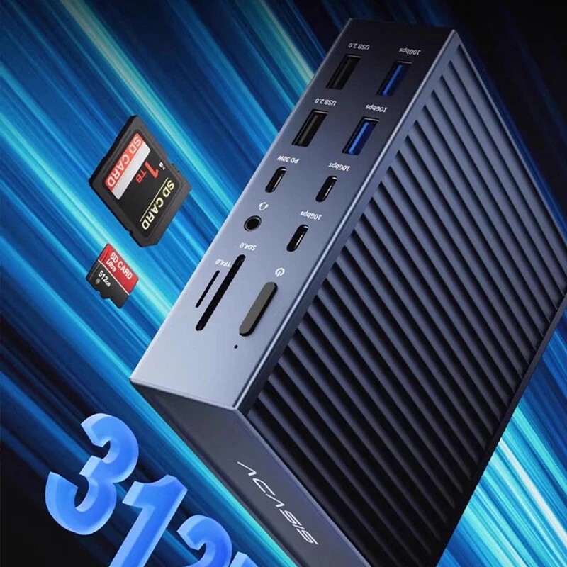 Acasis 21-porttinen Thunderbolt4-telakointiasema 90 W 8K/60Hz 40 Gbps USB-C-keskitin