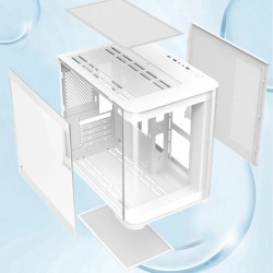 Kaareva lasikotelo pelitietokoneelle M-ATX/Mini-ITX 270° merinäköalalla USB3.0-portilla