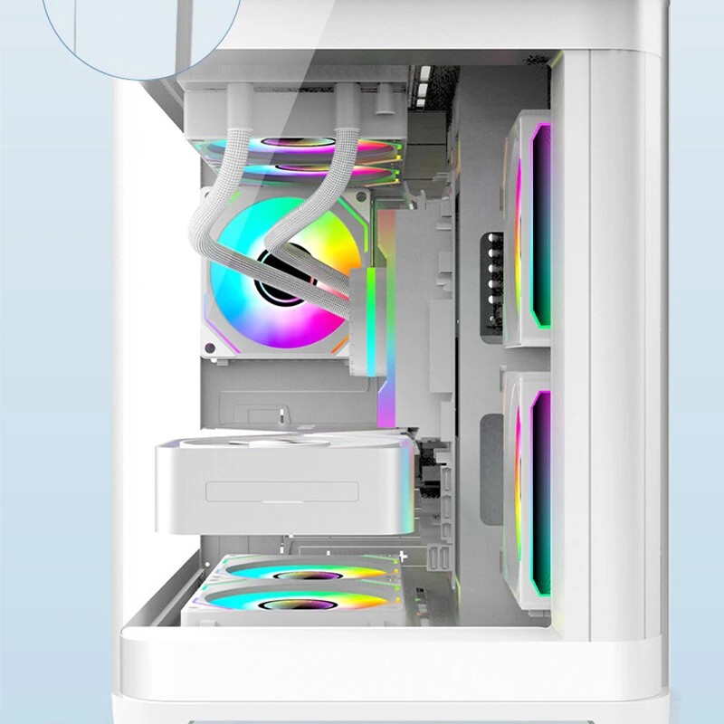 Kaareva lasikotelo pelitietokoneelle M-ATX/Mini-ITX 270° merinäköalalla USB3.0-portilla