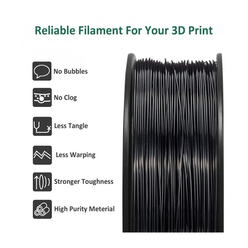 Geeetech ABS musta 3D-tulostusfilamentti 1,75 mm 1 kg rulla korkealujuus lämmönkestävä