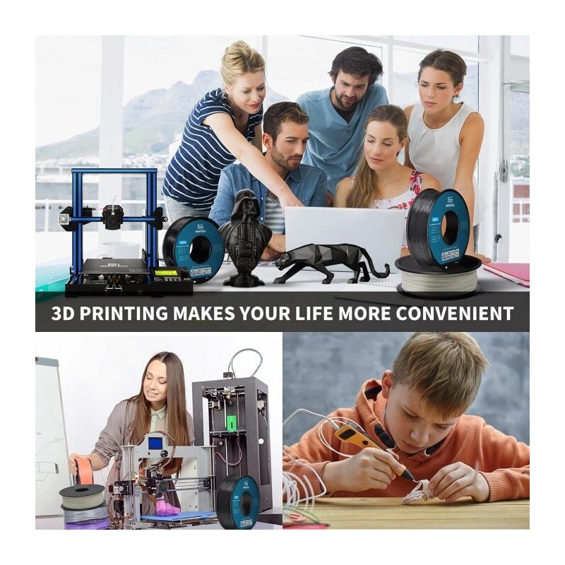 Geeetech ABS musta 3D-tulostusfilamentti 1,75 mm 1 kg rulla korkealujuus lämmönkestävä