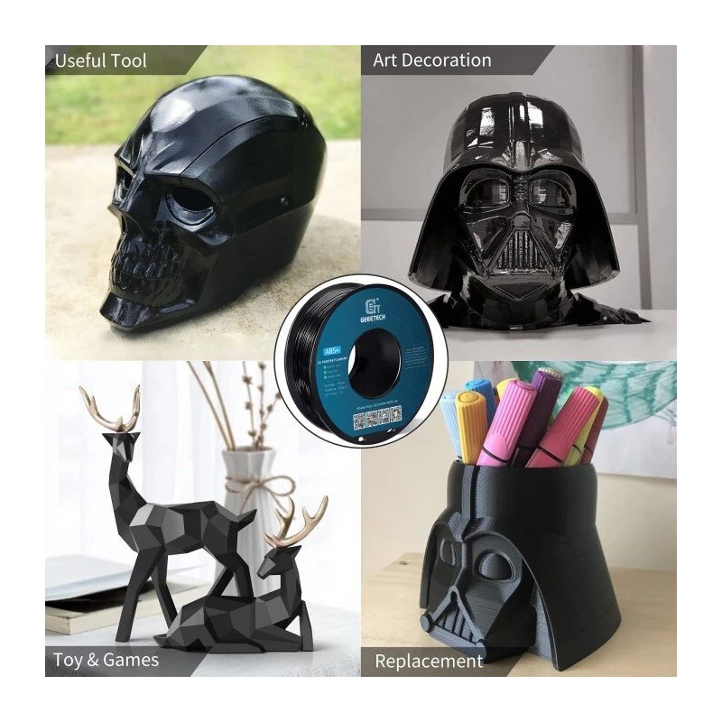 Geeetech ABS musta 3D-tulostusfilamentti 1,75 mm 1 kg rulla korkealujuus lämmönkestävä