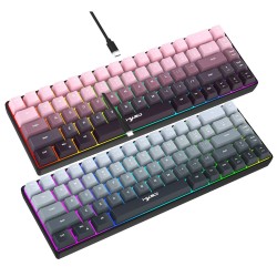 HXSJ 68 näppäiminen langallinen pelinäppäimistö liukuvärjätty pinkki musta monivärisellä taustavalolla