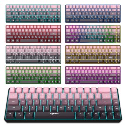 HXSJ 68-näppäiminen langallinen pelinäppäimistö liukuvärjätty pinkki-musta monivärisellä taustavalolla