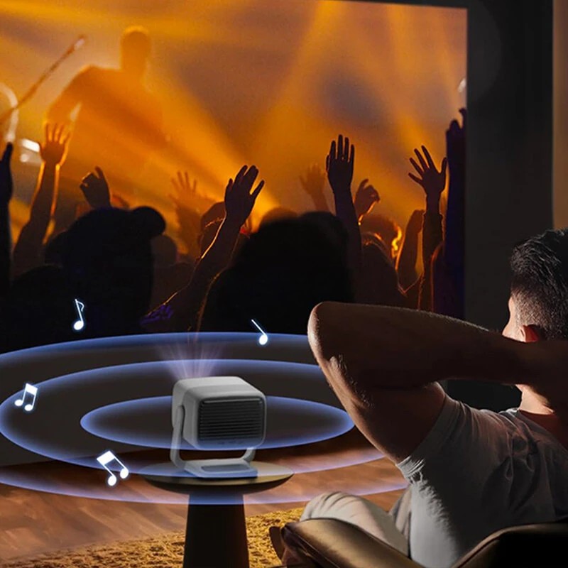 JMGO N1 kannettava 1080p projektori kolmivärinen laser 750 lumenia 150 tuuman näyttö Android TV Dynaudio-kaiuttimet