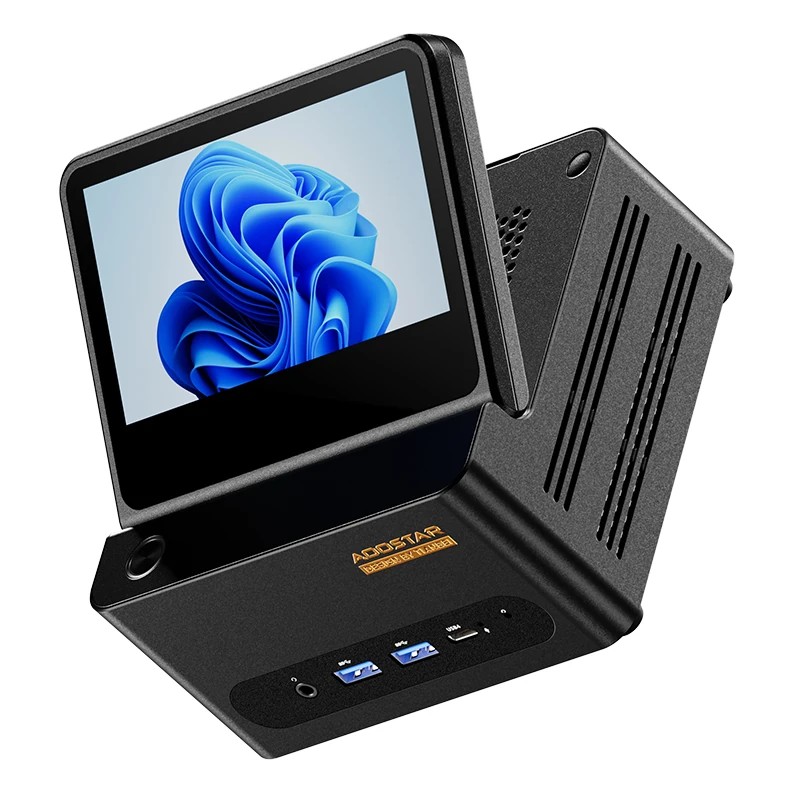 AOOSTAR G-FLIP minitietokone 5-tuumainen taittuva näyttö AMD Ryzen 9 HX370 32/64GB 1/2TB SSD sormenjälkilukija WiFi7