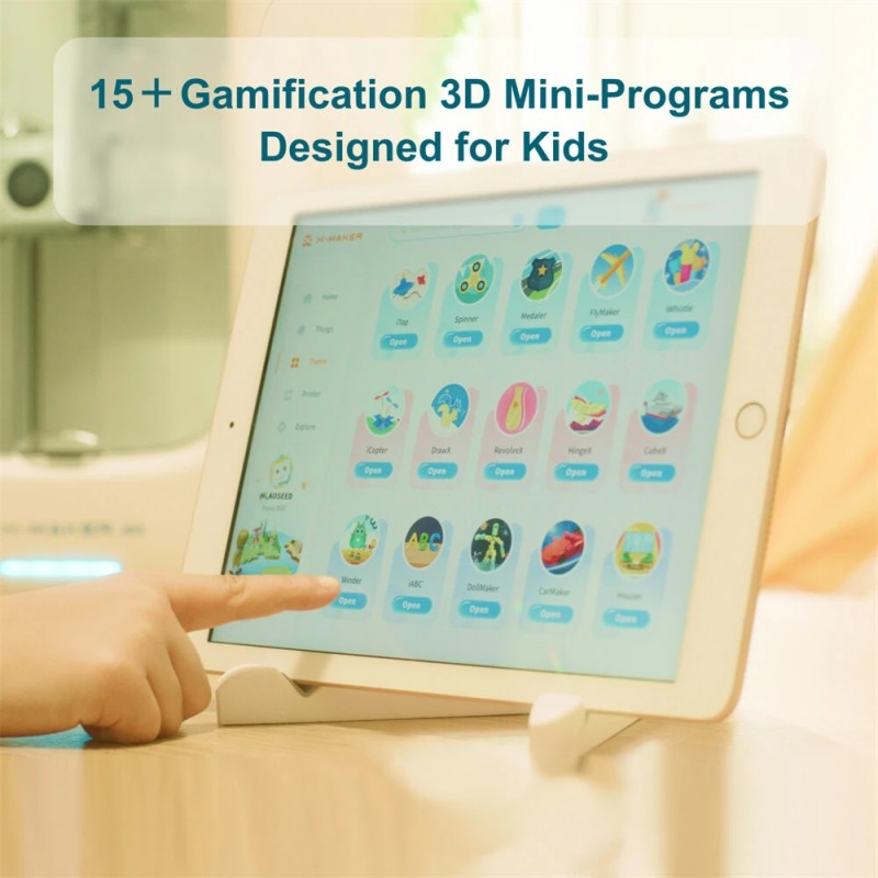 AOSEED X-MAKER JOY lasten 3D-tulostin turvallinen suljettu tekoälypuheohjaus Wi-Fi 0,05mm 200mm/s 4/8 PLA