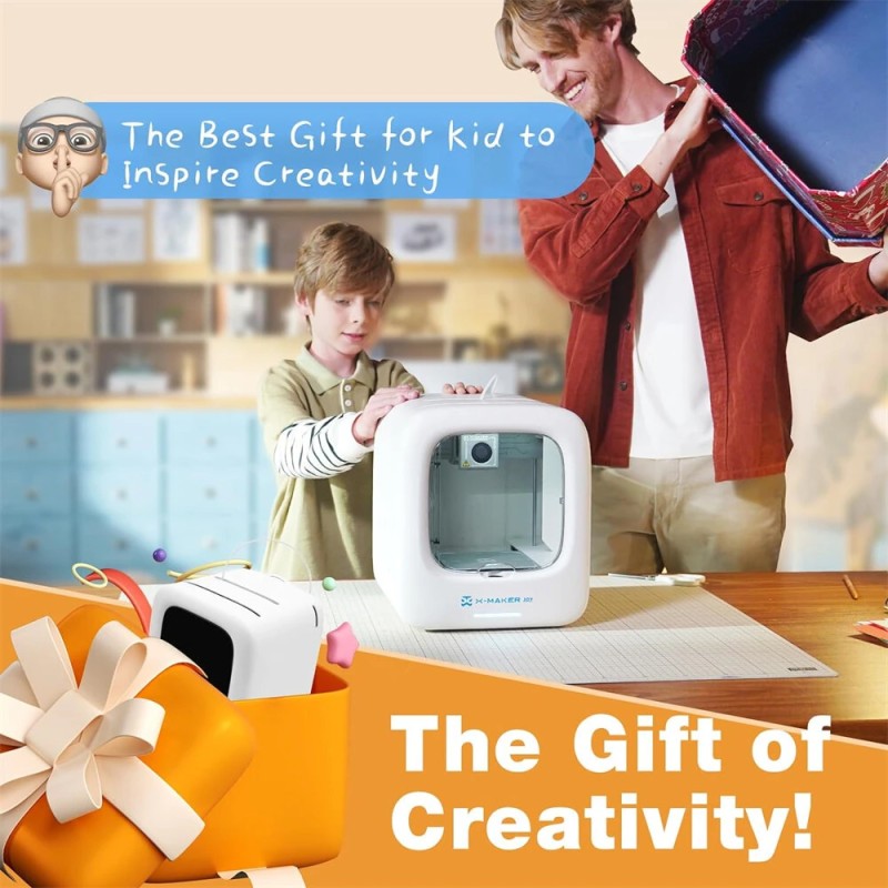 AOSEED X-MAKER JOY lasten 3D-tulostin turvallinen suljettu tekoälypuheohjaus Wi-Fi 0,05mm 200mm/s 4/8 PLA