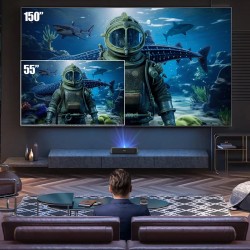 ProjeStar H2 kolmivärilaser miniprojektori ultra-lyhytheitto 1080p 8K-tuki Google TV- ja Netflix-sertifioitu