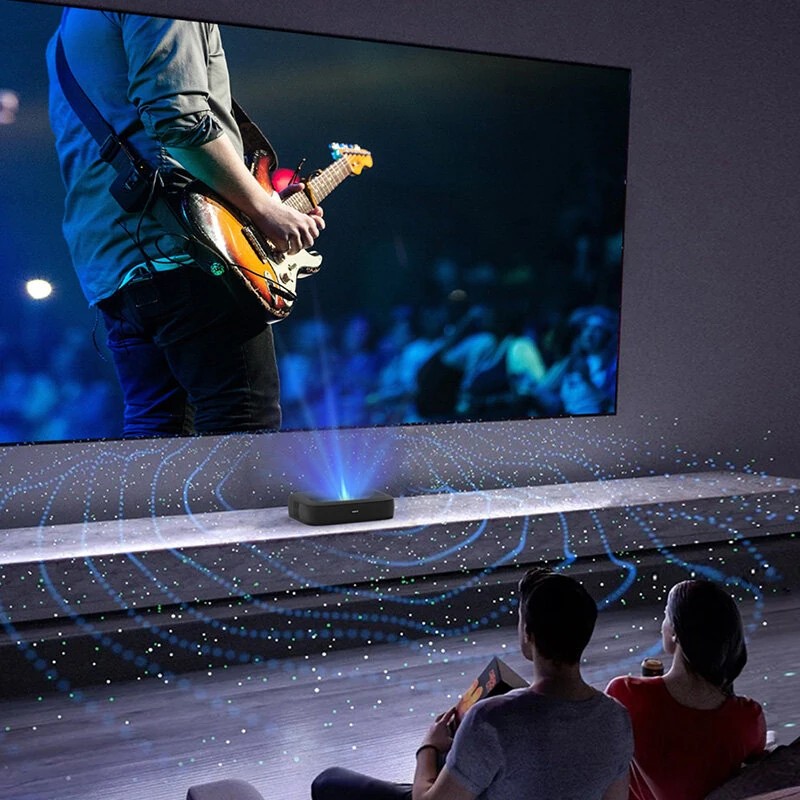 ProjeStar H2 kolmivärilaser miniprojektori ultra-lyhytheitto 1080p 8K-tuki Google TV- ja Netflix-sertifioitu