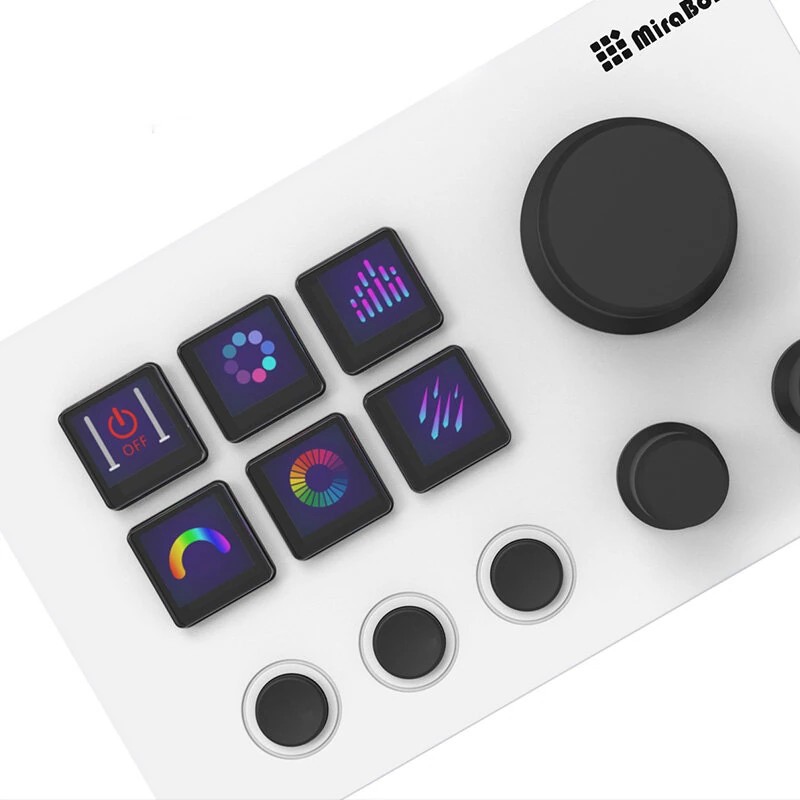 MiraBox HSV293N3 suoratoisto-ohjauspaneeli 6 ohjelmoitavaa näppäintä näyttöillä ja pyörivillä nupeilla