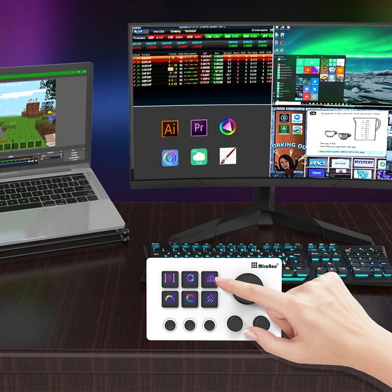 MiraBox HSV293N3 suoratoisto-ohjauspaneeli 6 ohjelmoitavaa näppäintä näyttöillä ja pyörivillä nupeilla