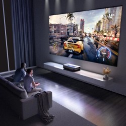 AWOL kolmivärilaseri 3D projektori LTV-2500 lyhyt heijastusetäisyys sisältää Amazon Fire TV Stick 4K Max
