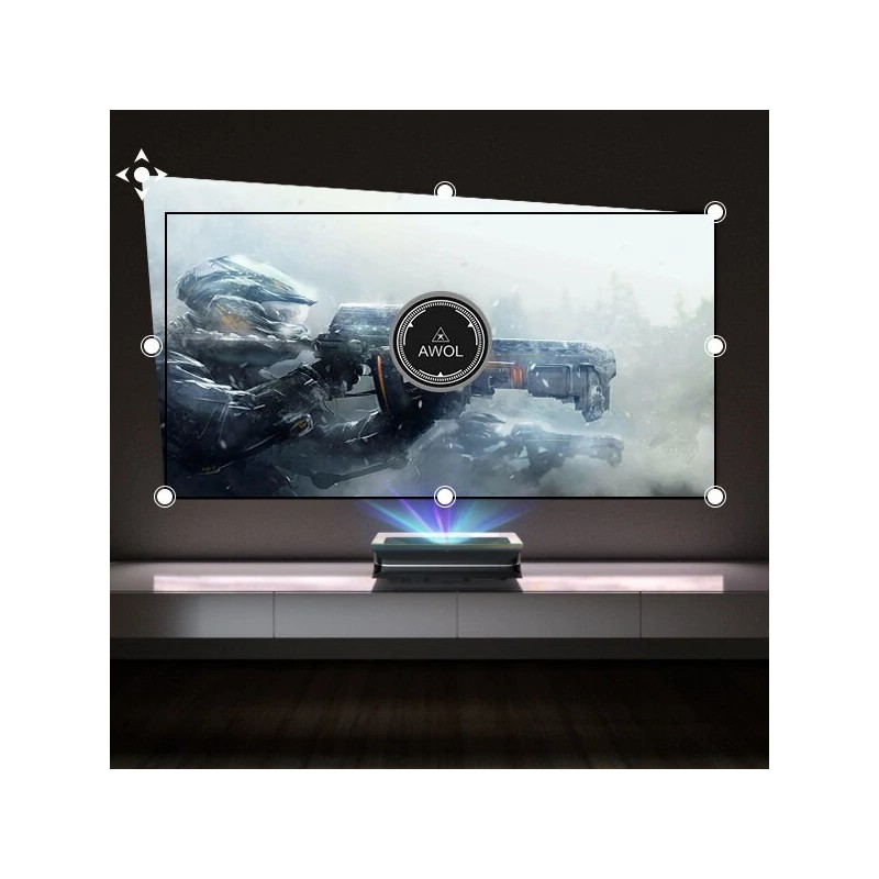 AWOL kolmivärilaseri 3D projektori LTV-2500 lyhyt heijastusetäisyys sisältää Amazon Fire TV Stick 4K Max