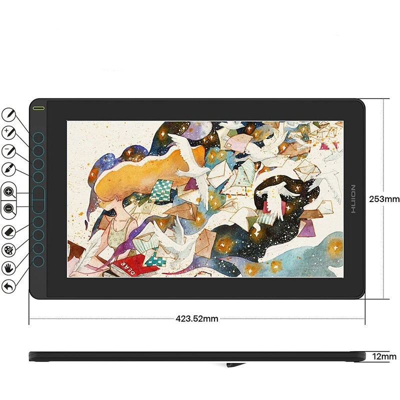 HUION Kamvas 16 15,6-tuumainen täysin laminoitu piirtonäyttö paristoton kynä