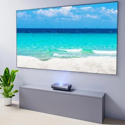 CASIRIS A6 4K ultralyhytheittoprojektori 100" musta ruudukko ALR-valkokangas 2200 ANSI-lumenia Android TV