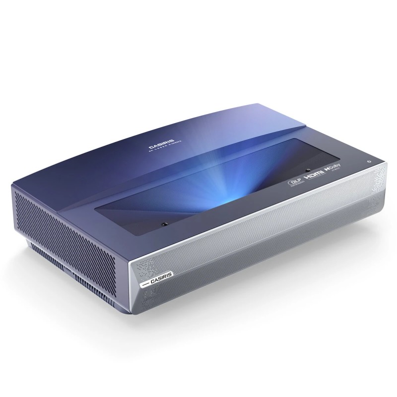 CASIRIS A6 4K ultralyhytheittoprojektori 100" musta ruudukko ALR-valkokangas 2200 ANSI-lumenia Android TV