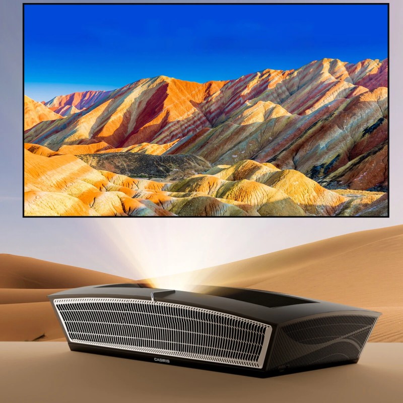 Casiris H6 ultra-lyhyt heitto 4K RGB-kolmoislaser 150-tuumainen näyttö HDR10+ Dolby Atmos