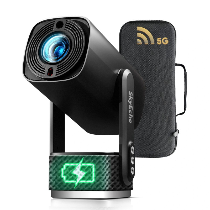 SkyEcho FreeONE Pro kannettava projektori 350 ANSI-lumenia 1080P 4K-tuki android WiFi6 Bluetooth 5.2 6W-ääni